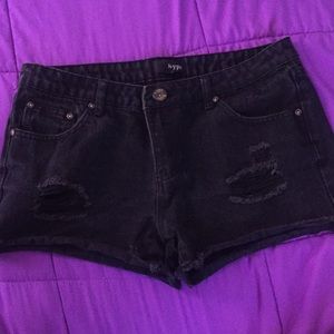 Black jean shorts
